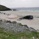 All the gear, no idea? Family cause uproar on Outer Hebridean beach after driving 4×4 on to sands and pitching a safari tent – ignoring locals’ advice that tide could ‘wash it away’