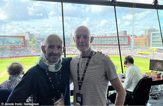 Jonnie Irwin appears in good spirits as he enjoys a day out at the Ashes… amid his terminal cancer battle